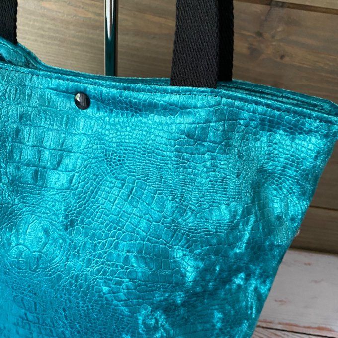 Le Tote Bag Velours Turquoise