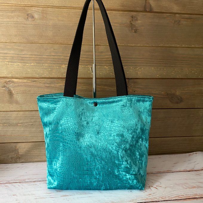 Le Tote Bag Velours Turquoise