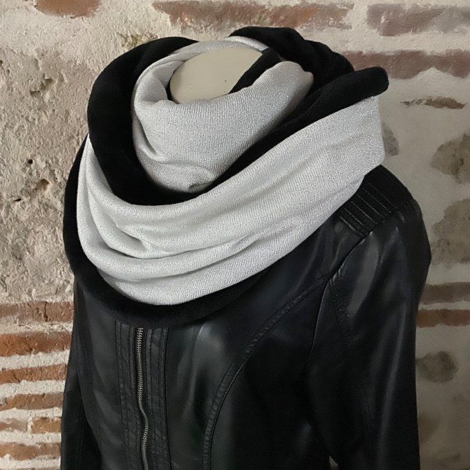 Snood XXL Soft Lurex argenté