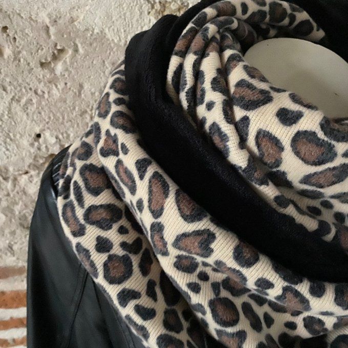 Snood XXL Maille Léopard