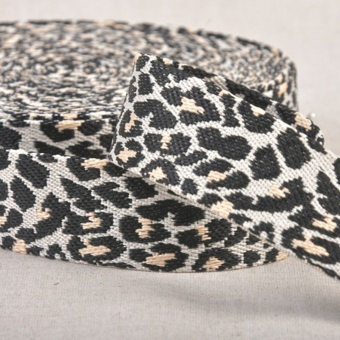 Sangle Léopard noir- beige