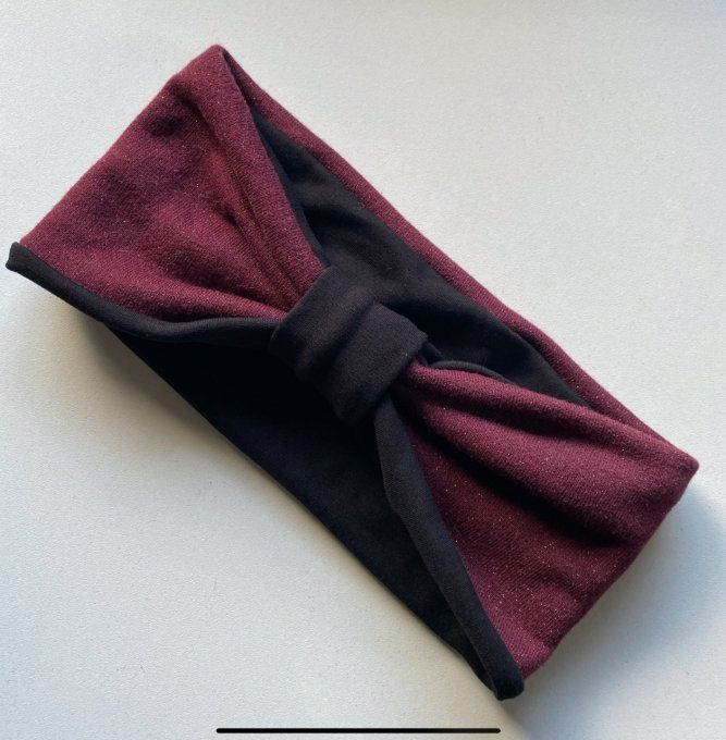 Bandeau cache oreilles Bordeaux paillettes