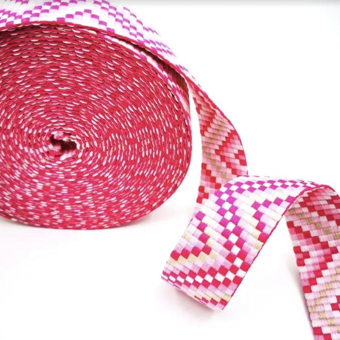 Sangle Damier rose