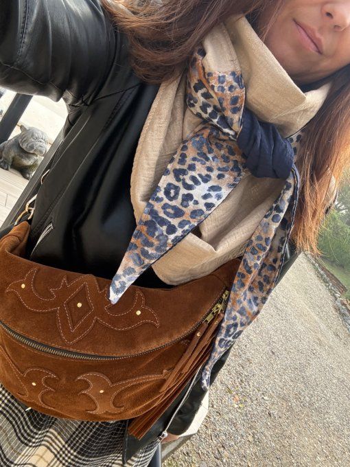 Foulard chèche Léopard et gold