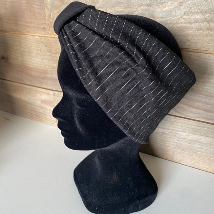 Bandeau cache oreilles Noir rayé