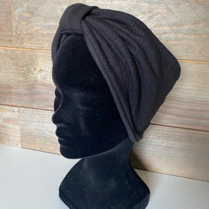 Bandeau cache oreilles Noir tricot