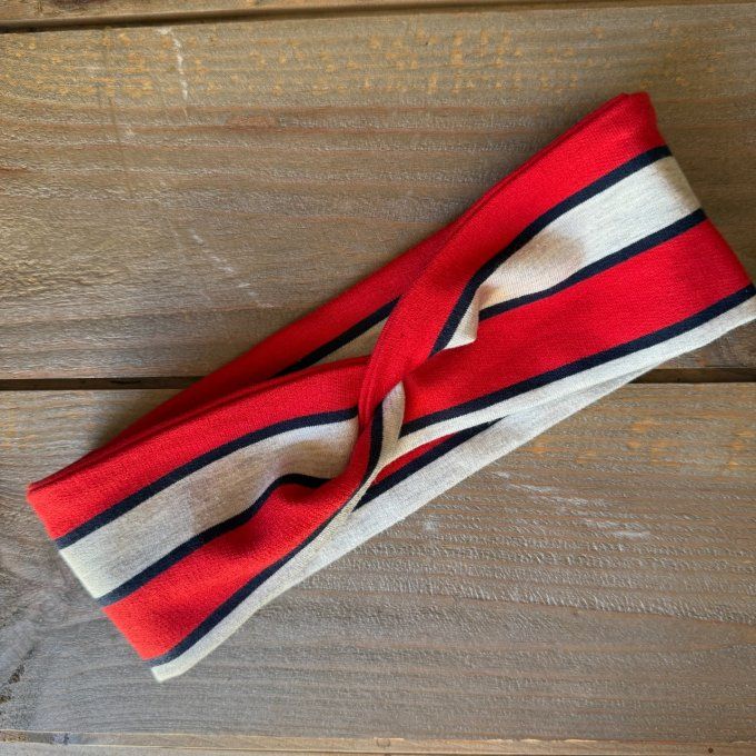 Le Bandeau Twisté Rayé rouge