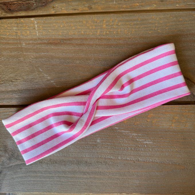 Le Bandeau Twisté Rayé rose