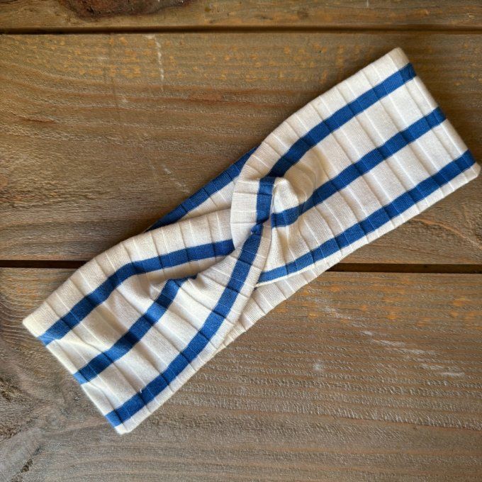 Le Bandeau Twisté Rayé bleu