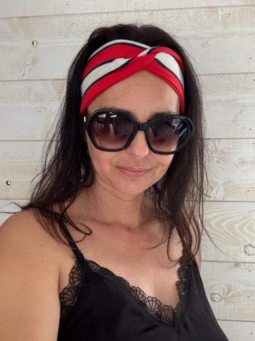 Le Bandeau Twisté Rayé rouge