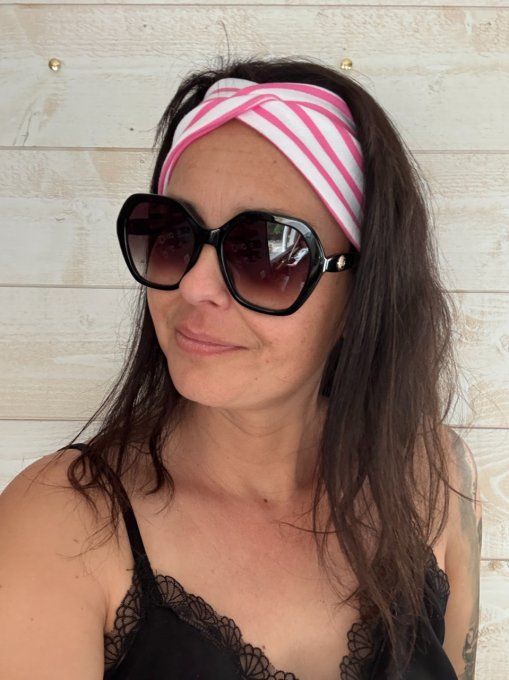 Le Bandeau Twisté Rayé rose