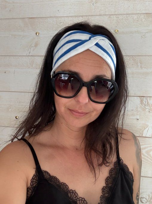 Le Bandeau Twisté Rayé bleu