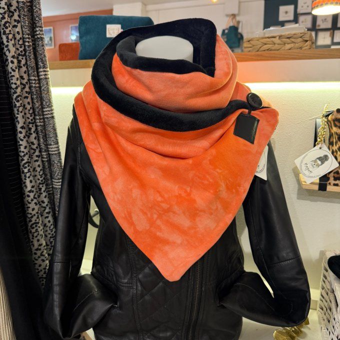 Echarpe chèche orange fluo