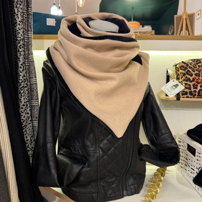 Echarpe chèche rose nude pailleté