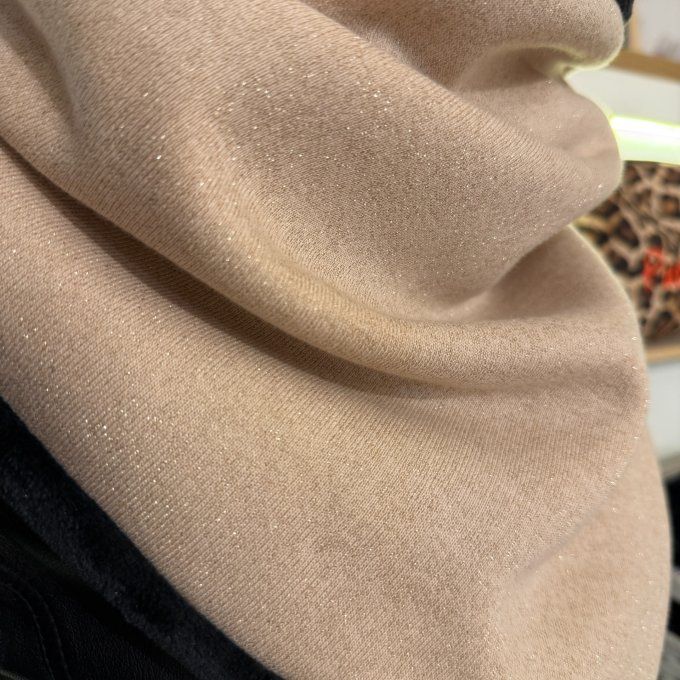Echarpe chèche rose nude pailleté