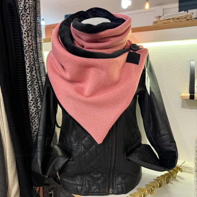 Echarpe chèche rose pailleté 
