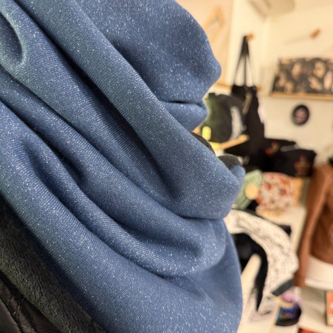 Echarpe chèche bleu pailleté 