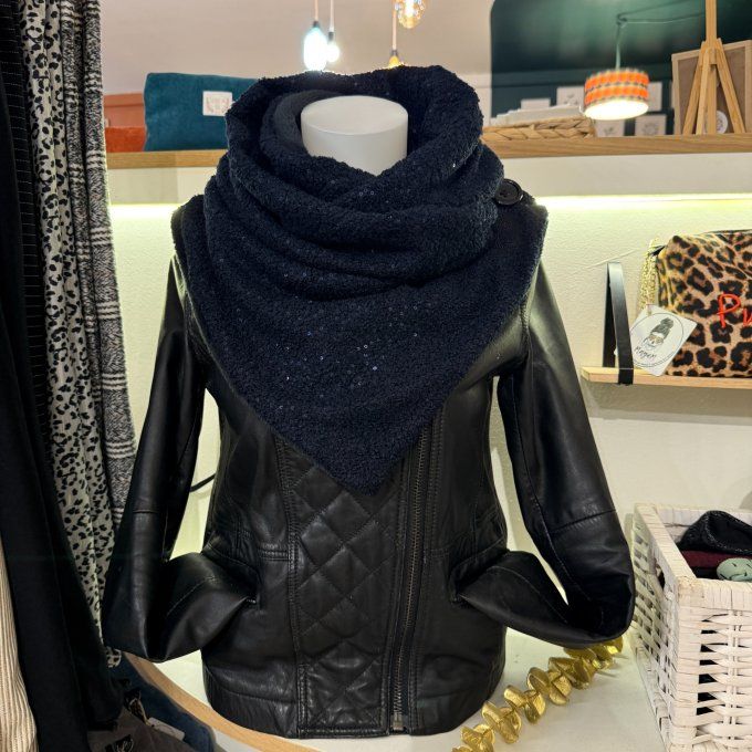 Echarpe chèche bleu nuit