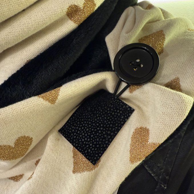 Echarpe chèche beige coeur