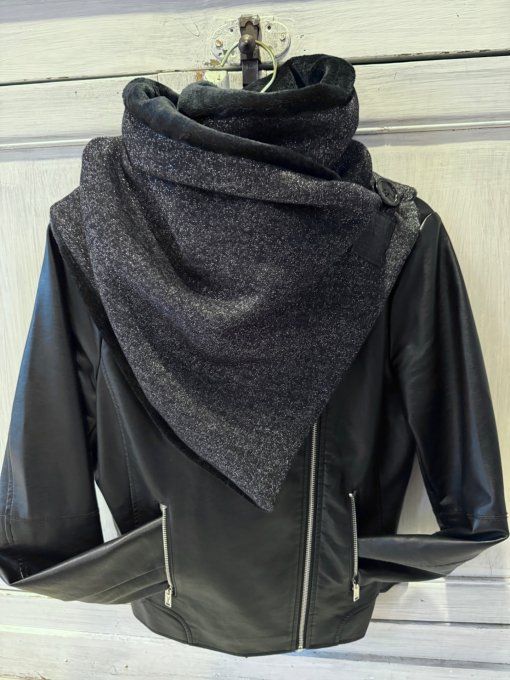 Echarpe chèche noir paillettes