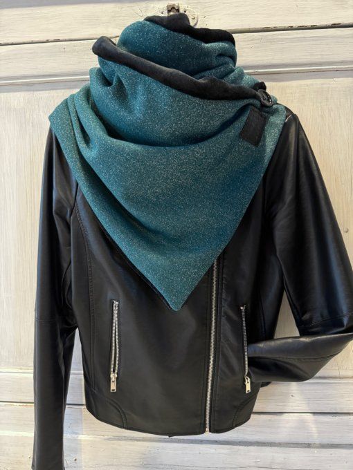 Echarpe chèche bordeaux vert sapin paillette 