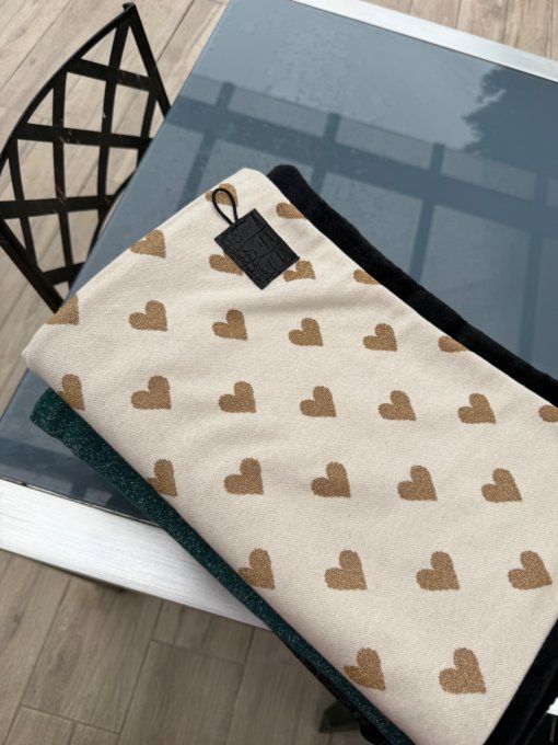 Echarpe chèche beige coeur