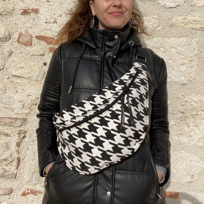 Sac Banane Jacquard pied de coq taille XL