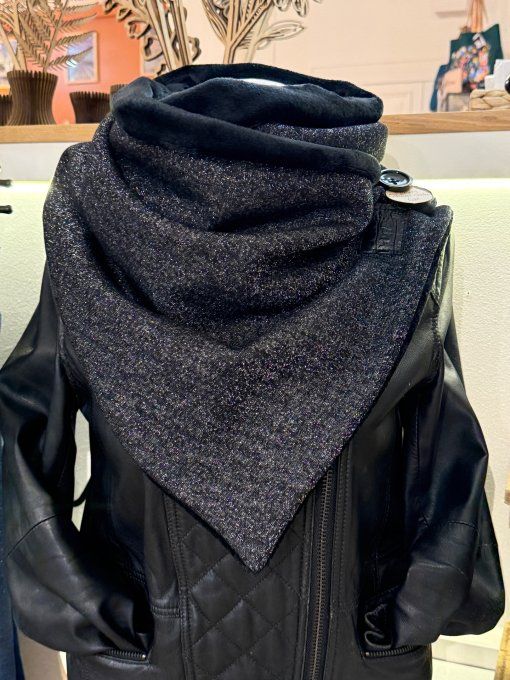 Echarpe chèche noire pailletée