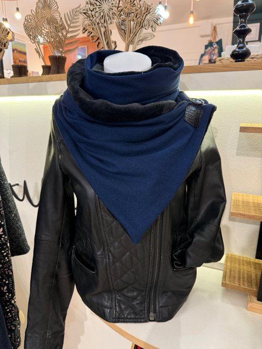 Echarpe chèche bleu paon