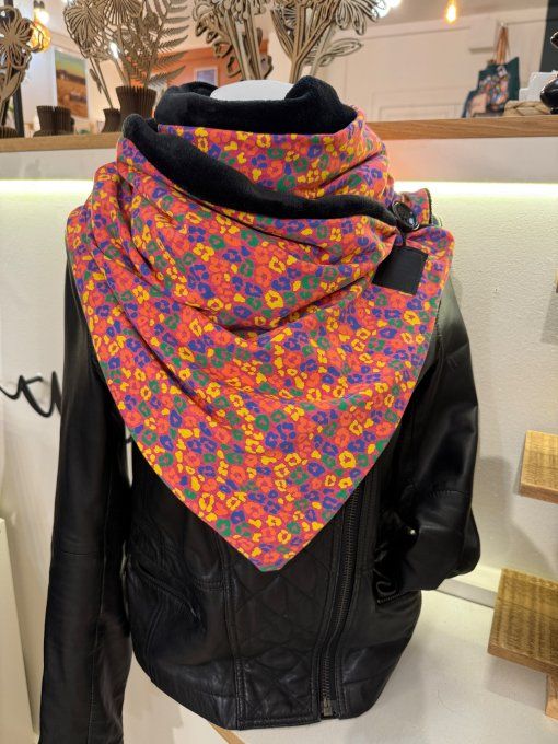 Echarpe chèche léopard fluo