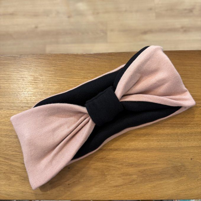Bandeau cache oreilles rose doux pailleté