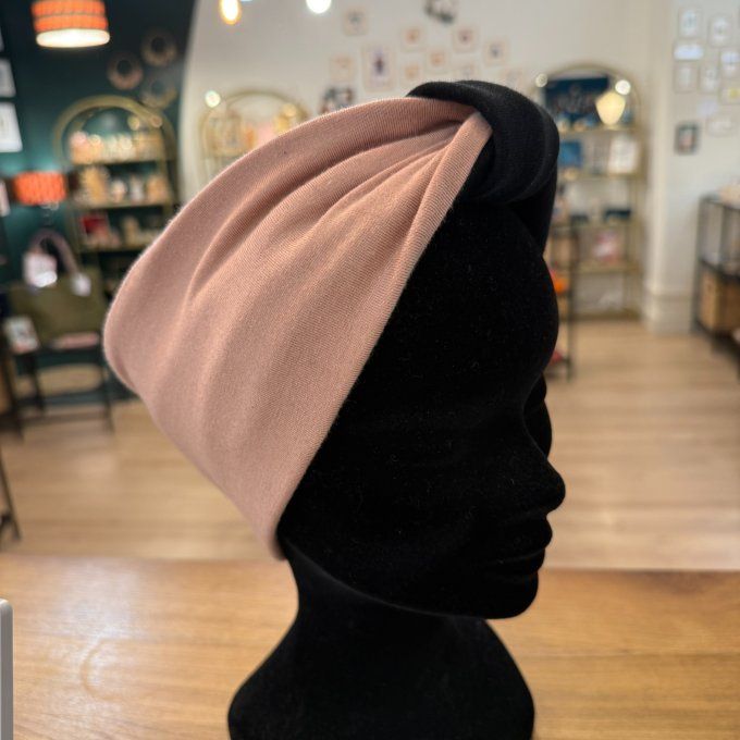 Bandeau cache oreilles rose doux pailleté