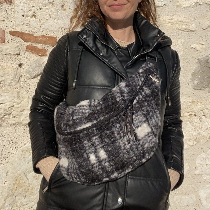 Sac Banane Tartan gris taille XL