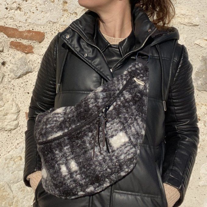 Sac Banane Tartan gris taille XL