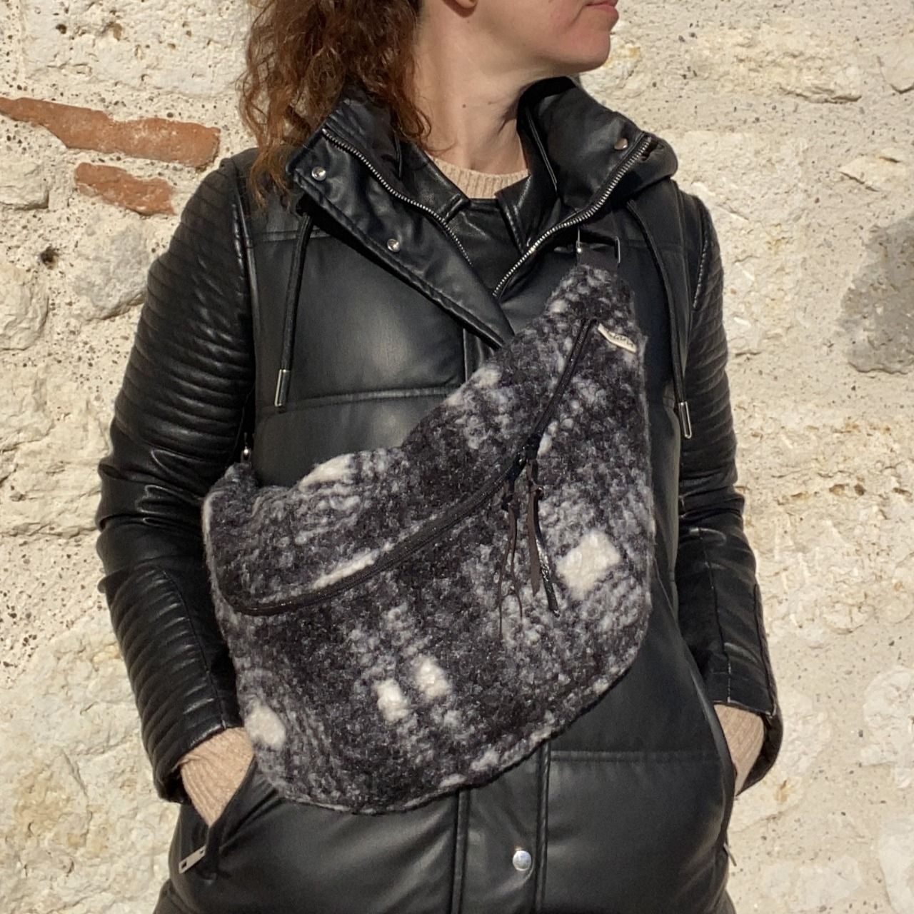 Sac Banane Tartan gris taille XL