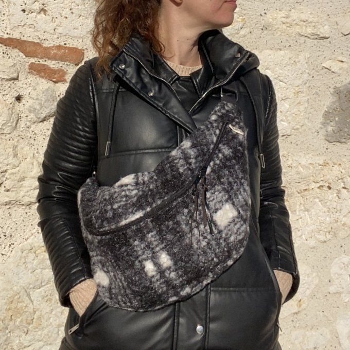Sac Banane Tartan gris taille XL