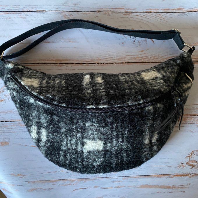 Sac Banane Tartan gris taille XL