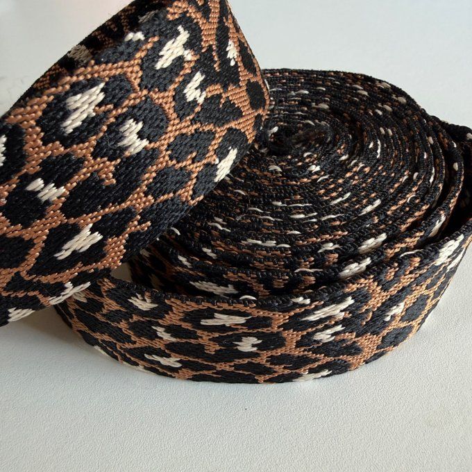 Sangle Léopard marron-noir