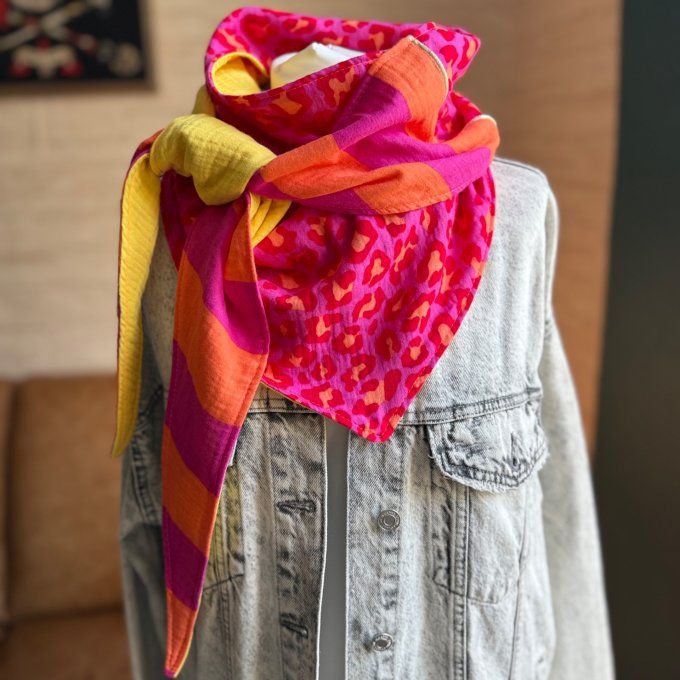 Foulard chèche Léo fuchsia