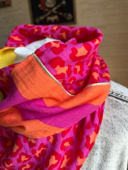 Foulard chèche Léo fuchsia
