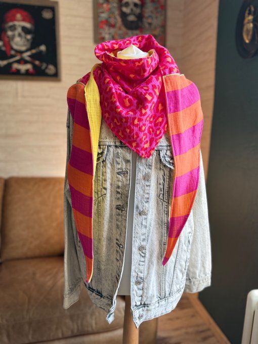 Foulard chèche Léo fuchsia
