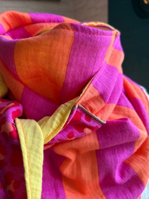 Foulard chèche Rayé fuchsia