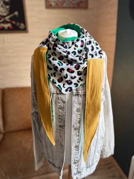 Foulard chèche Léopard coloré