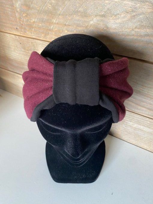 Bandeau cache oreilles Bordeaux paillettes